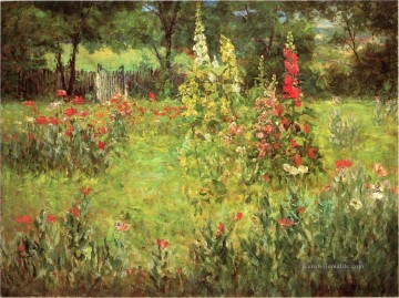 Stockrosen und Mohnblumen The Hermitage Landschaft John Ottis Adams Ölgemälde